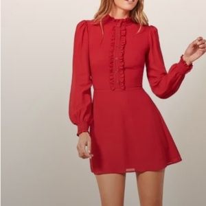 Reformation red holiday retro dress